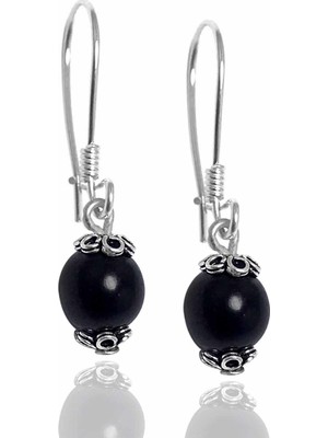 Midyat Nurtaş Gümüş Oltu Taşlı El Işçiliği  Gümüş Küpe