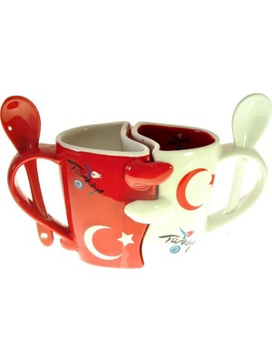 Hd Marketim 2 'li Sarılan Küçük Türk Bayraklı Kupa