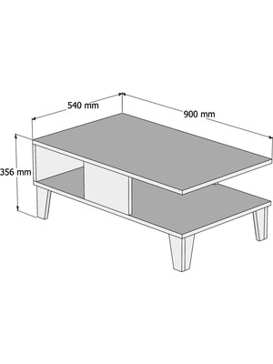 Bimossa O2040 Sümer Orta Sehpa 90cm Beyaz/Ceviz