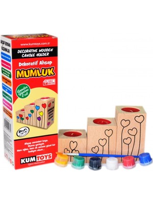 Kumtoys Ahşap Mumluk Renkli Balonlar Deseniyle Çocuklar İçin Eğitici Oyun Seti