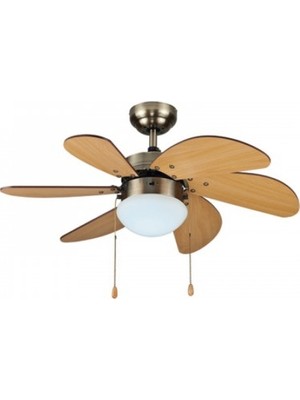 Kaşkar Taflan Kahverengi 6 Kanatlı Lambalı Avizeli Tavan Vantilatörü