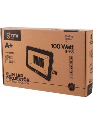 Zmr IP65 100 Watt Slim Kasa LED 6500K 220V  Beyaz Projektör