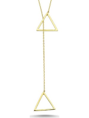Engingold 14 Ayar Altın Üçgen Asansör Kolye
