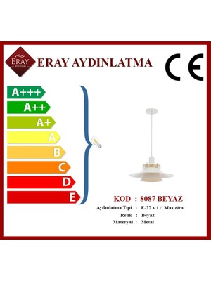 Eray Aydınlatma 8087 Beyaz Tekli Avize