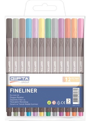 Gıpta Fineliner Kalem 0,4 Mm - Pvc Blister -Üçgen-12 Renk