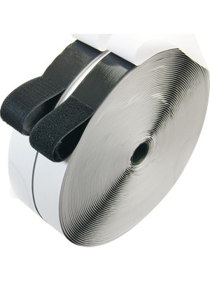 Denge Cırt Bant Şerit Arkası Yapışkanlı Siyah 5 Cm Çapına 25M Halka+25M Kanca Takım