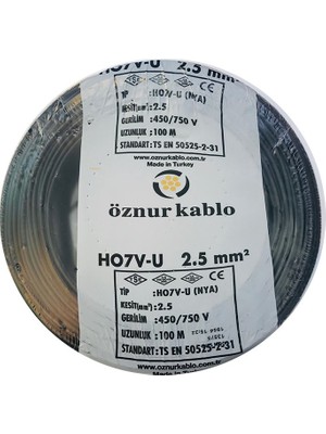 Öznur 2,5 Mm Nya Kablo - 100 Metre Siyah