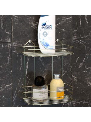 Tekno-tel 2 Katlı Banyo Duş Rafı Altın Sarı Bk008