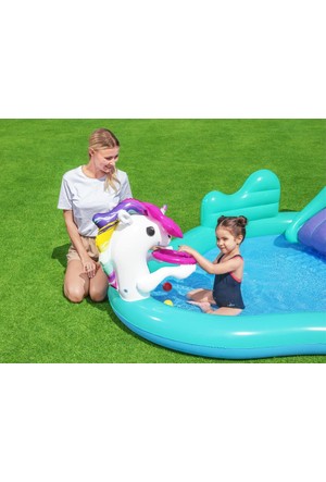 Bestway 53052 Kaydirakli Fiskiyeli Havuz Fastastik Su Eglence Parki 239cm X 206cm X 86cm