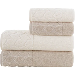 Hazal 4'lü Banyo Havlu Takımı 90 x 150 cm - 50 x 90 cm Kahve - Krem