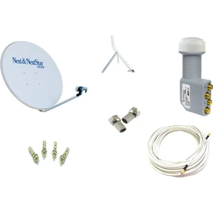 Televizyon Çanak Anten Takımı Full Set 4K Full Hd Tv Uyumlu 85Cm Çanak Anten + Dörtlü Lnb + Kablo