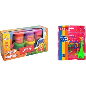 Lets Oyun Hamuru 8 Renk 600 gr L8358 + 10 Parça Oyun Hamuru Kalıbı L8416