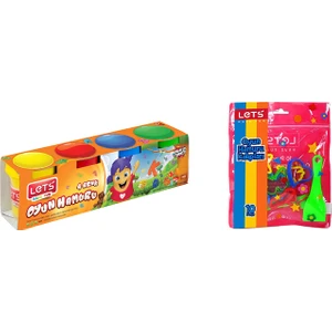 Lets Oyun Hamuru 4 Renk 224 gr L8240 + 10 Parça Oyun Hamuru Kalıbı L8416