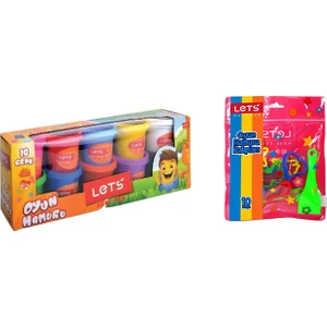 Lets Oyun Hamuru 10 Renk 750 gr L81100 + 10 Parça Oyun Hamuru Kalıbı L8416