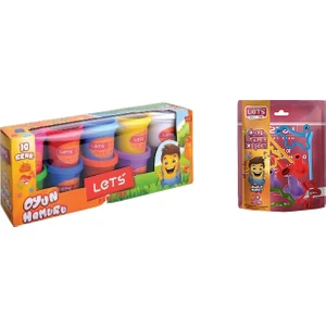 Lets Oyun Hamuru 10 Renk 750 gr L81100 + 10 Parça Oyun Hamuru Kalıbı L8417