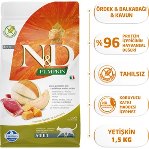 Nd Tahılsız Ördekli ve Bal Kabaklı Kedi Maması 1;5 Kg