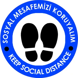 Weppe Sticker Sosyal Mesafe Zemin Uyarı 30 x 30 cm Mavi Türkçe-İngilizce Etiket Sticker C13-30