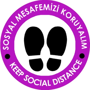 Weppe Sticker Sosyal Mesafe Zemin Uyarı 40 x 40 cm Mor Türkçe-İngilizce Etiket Sticker C15-40