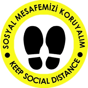 Weppe Sticker Sosyal Mesafe Zemin Uyarı 20 x 20 cm Sarı Türkçe-İngilizce Etiket Sticker C19-20