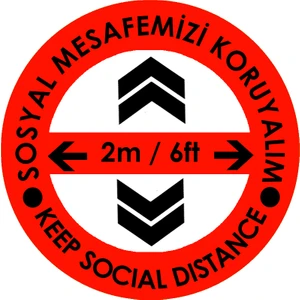 Weppe Sticker Sosyal Mesafe Zemin Uyarı 20 x 20 cm Kırmızı Türkçe-İngilizce Ok İşaretli Etiket Sticker C42-20