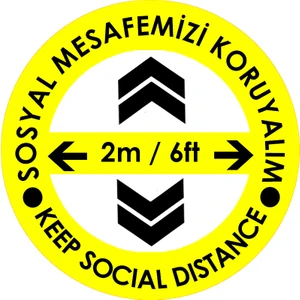 Weppe Sticker Sosyal Mesafe Zemin Uyarı 20 x 20 cm Sarı Türkçe-İngilizce Ok İşaretli Etiket Sticker C43-20