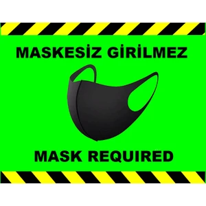 Weppe Sticker Sosyal Mesafe Maske Uyarı 15 x 20 cm Yeşil Türkçe-İngilizce Etiket Sticker C5-15