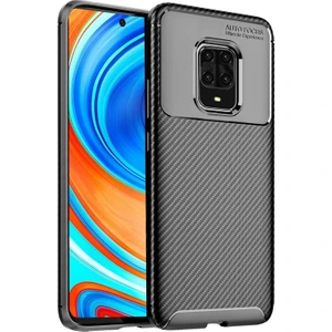 Case Street Xiaomi Redmi Note 9 Pro Kılıf Negro Karbon Dizayn + Full Ekran Koruyucu Siyah