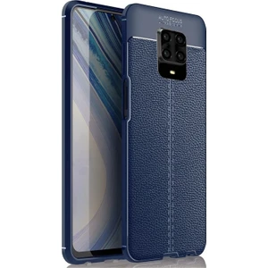 Case Street Xiaomi Redmi Note 9 Pro Kılıf Niss Silikon Deri Görünümlü Lacivert