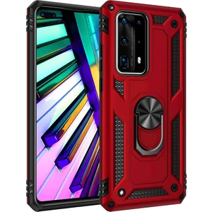 Case Street Huawei P40 Pro Kılıf Tank Koruma Vega Standlı Yüzüklü Mıknatıslı Kırmızı
