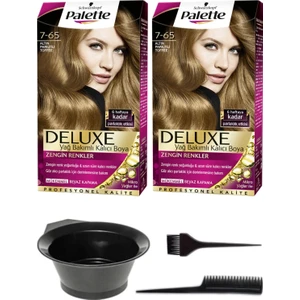 2’li Palette Deluxe 7-65 Altın Parıltılı Toffee Saç Boyası ve Saç Boyama Seti