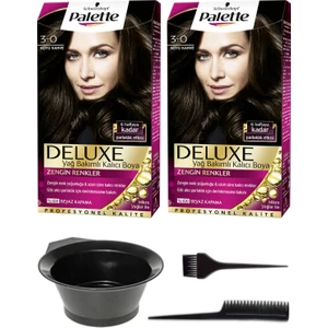2’li Palette Deluxe 3-0 Koyu Kahve Saç Boyası ve Saç Boyama Seti