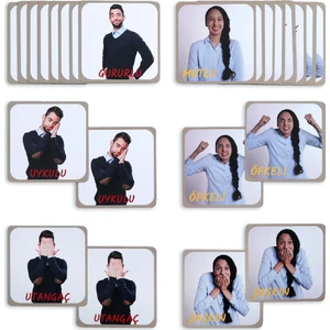 Meraklı Zebra Duygular Temalı Eşleştirme Kartları