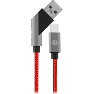Swapp SW-C770 1 mt 3A Type-C Çapraz Uçlu Kırmızı/gri Şarj Kablosu
