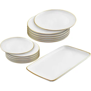 Beyaz Gold 13 Parçapasta Servis Sunum Çeyiz Seti