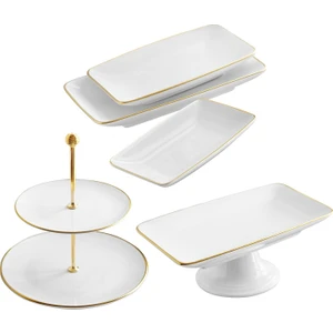 Gold 5 Parça Pasta Servis Sunum Çeyiz Seti