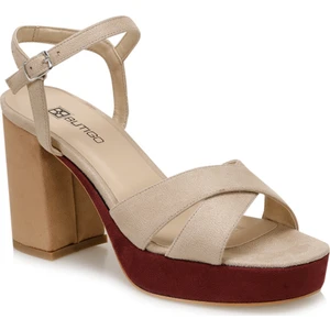 20SF-3000 Bej Kadın Topuklu Ayakkabı