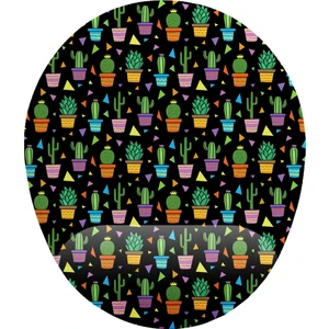İyi Fikirler Kaktüs Desenli Siyah Zemin Bilek Destekli Mouse Pad