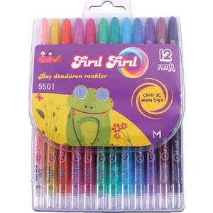 Masaüstü Fırıl Fırıl 12'li Çevir Aç Mum Boya