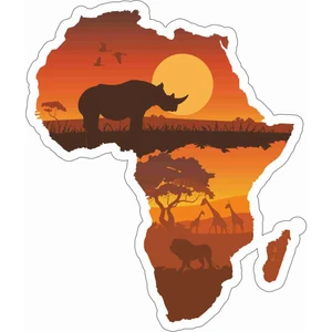 Sticker Atölyesi Afrika - Harita - Orman - Manzara Sticker - 18069 Renkli 6 x 5 cm