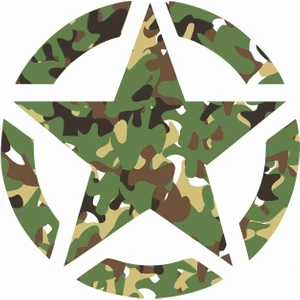 Sticker Atölyesi Askeri Yıldız Yeşil Kamuflaj Sticker - 20137 Yeşil 10 x 10 cm