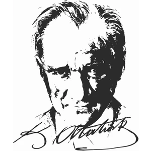 Sticker Atölyesi Atatürk Sticker - 11006 Siyah 10 x 9 cm