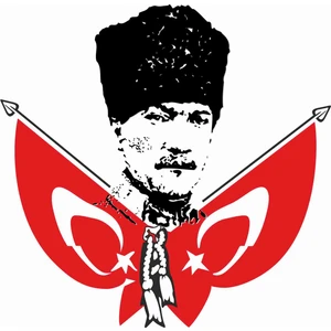 Sticker Atölyesi Atatürk ve Türk Bayrağı Sticker - 11002 Renkli 6 x 6 cm