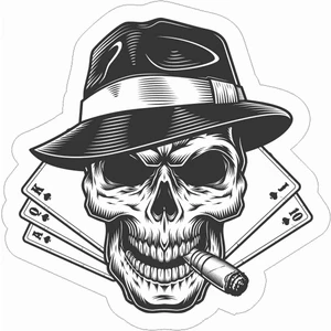 Sticker Atölyesi Kurukafa - Poker - Iskambil Kağıdı - Skull Sticker - 13154 Renkli 10 x 10 cm
