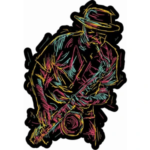 Sticker Atölyesi Müzik - Saksafon - Rock - Blues - Jazz Sticker - 19082 Renkli 10 x 7 cm