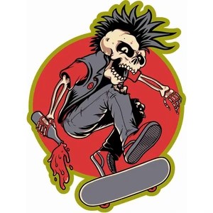 Sticker Atölyesi Skateboard - Kaykay - Punk - Kurukafa - Skull Sticker - 20554 Renkli 10 x 7.5 cm