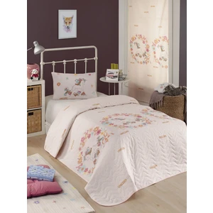 Enlora Home Kapitone Yatak Örtüsü Seti Tek Kişilik Unicornlar Pembe