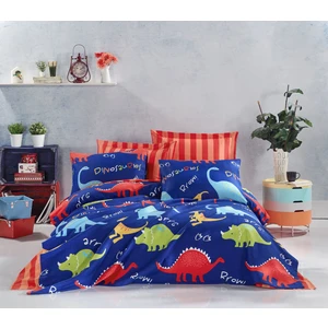 Enlora Home Baskılı Pike Takımı Çift Kişilik Dinazorus Mavi