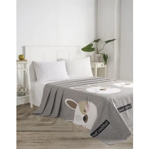 Eponj Home Doğal Pike Baskılı Çift Kişilik Tavşancık A.Kahve-Gri-Pembe