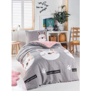 Eponj Home Junior Nevresim Seti Tek Kişilik Tavşancık A.Kahve-Gri-Pembe