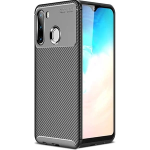Tekno Grup Samsung Galaxy A11 Kılıf Karbon Desenli Lux Negro Silikon + Tam Kaplayan 6D Nano Ekran Koruyucu Siyah